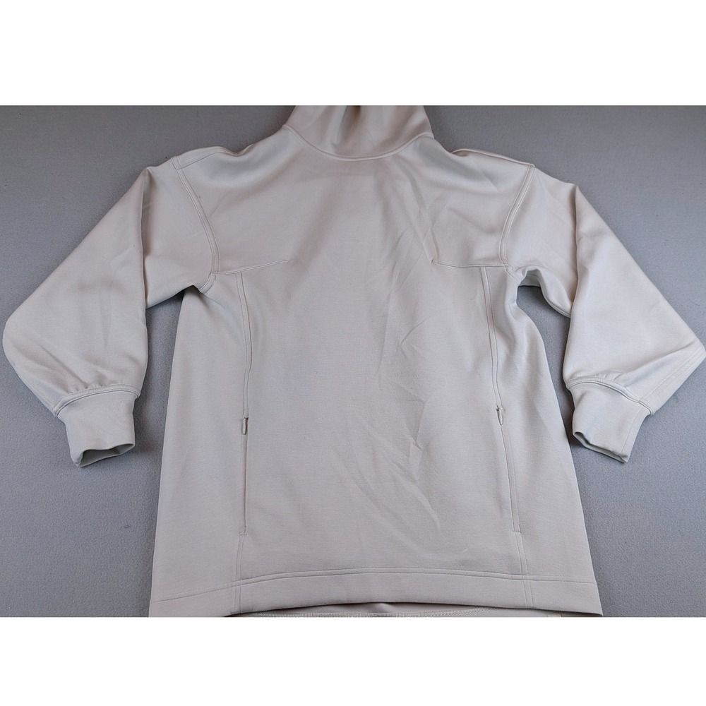 Lululemon AirWrap Modal Pullover Hoodie Bone White Pleated Back Size 4 LW3FLGS
